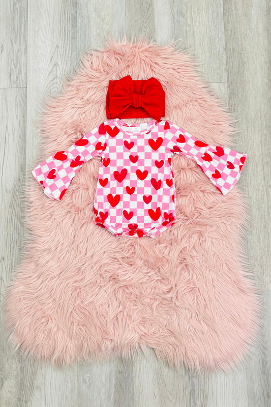 Checkered Heart Romper