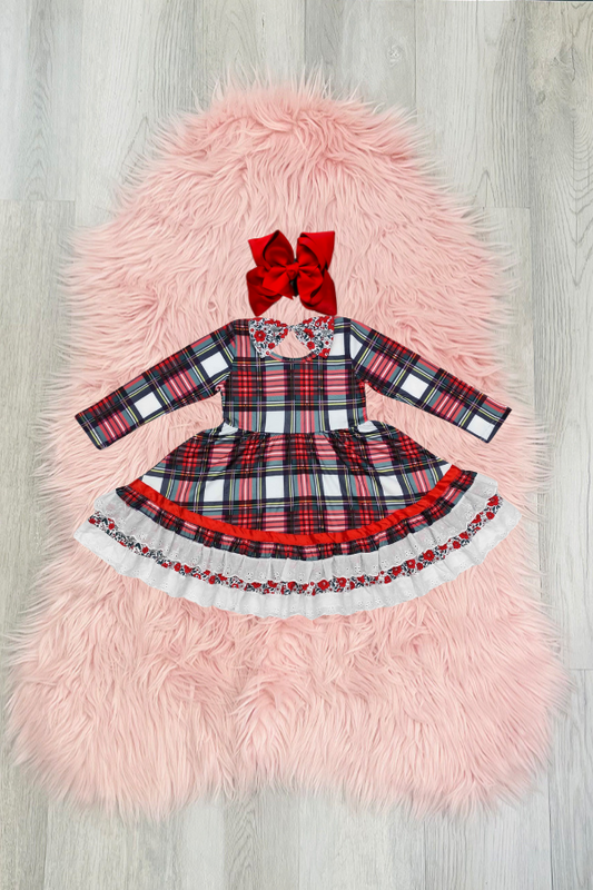 Christmas Lace Plaid Dress