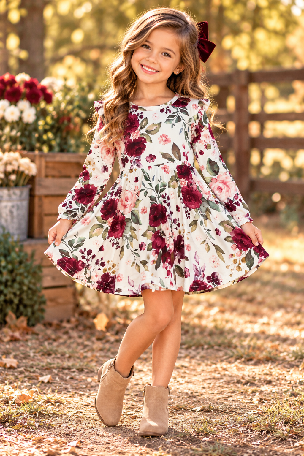 Maroon Floral Dress