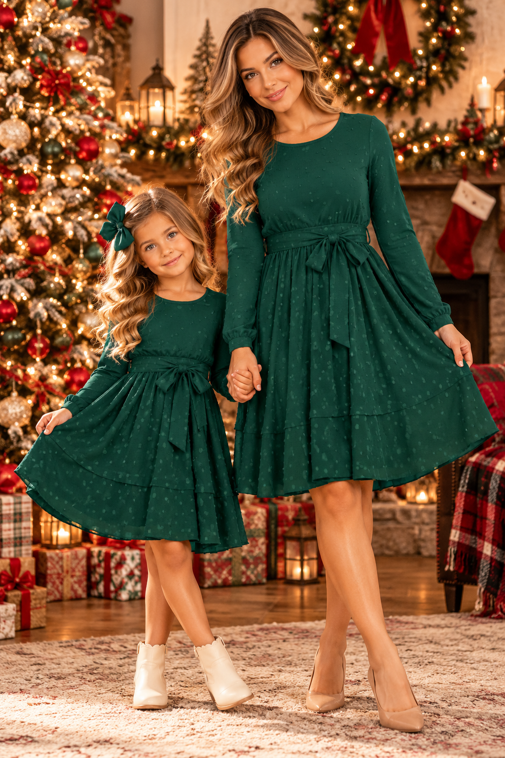 Mom & Me-Hunter Green Dress