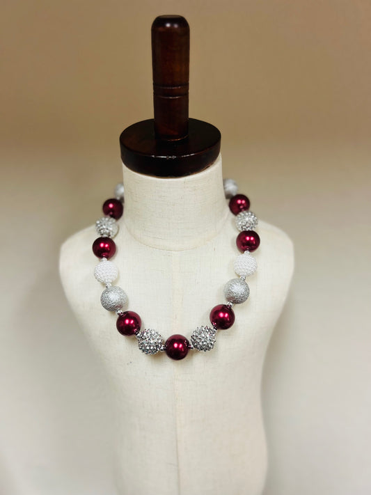 Burgundy & Silver Necklace