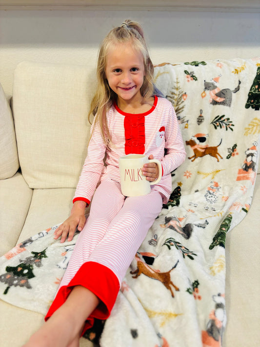 Pink Stripe Santa Pjs