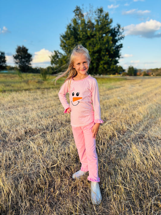 Pink Snowman Pant Set