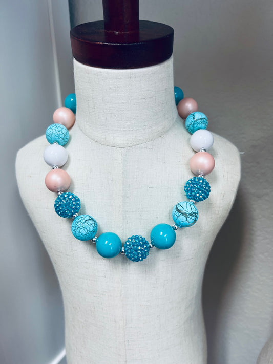Turquoise & White Crackle Necklace