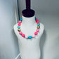 Hot Pink Checkered & Gold Necklace