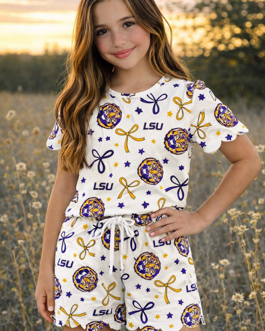 LSU Scallop Short Set