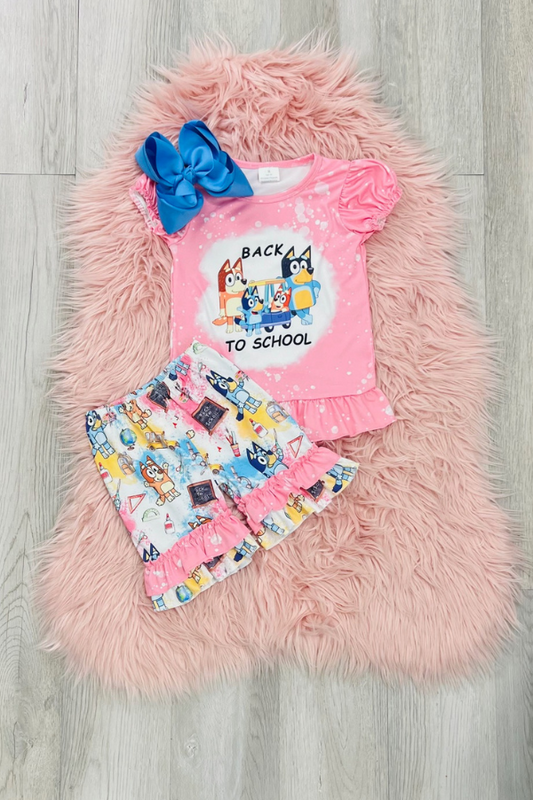 Blue Dog Back To School Short Set
