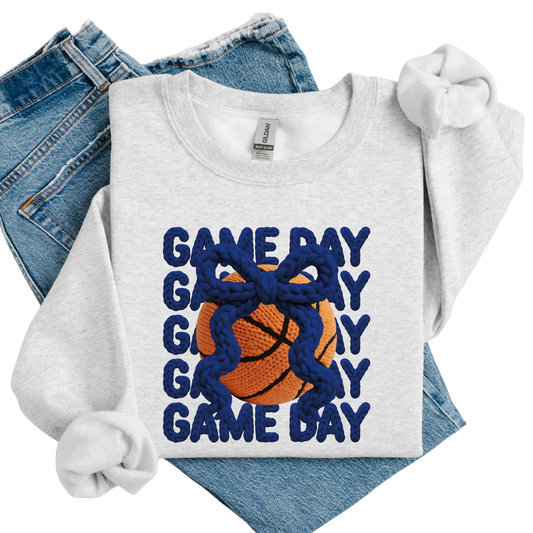 Adult-Navy Crochet Gameday Sweatshirt