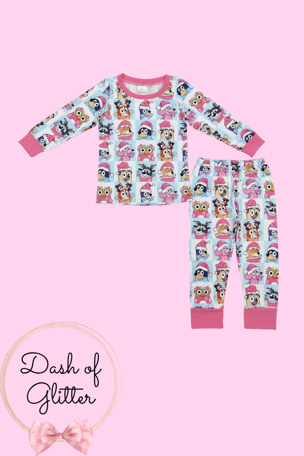 Pink Blue Dog Pajamas