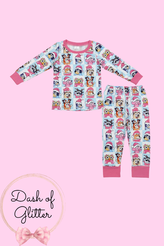 Pink Blue Dog Pajamas