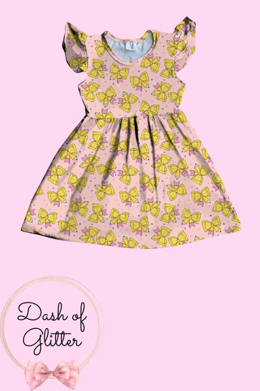 Pencil Bow Fluttersleeve Dress