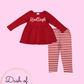 Red & White Stripe Pant Set