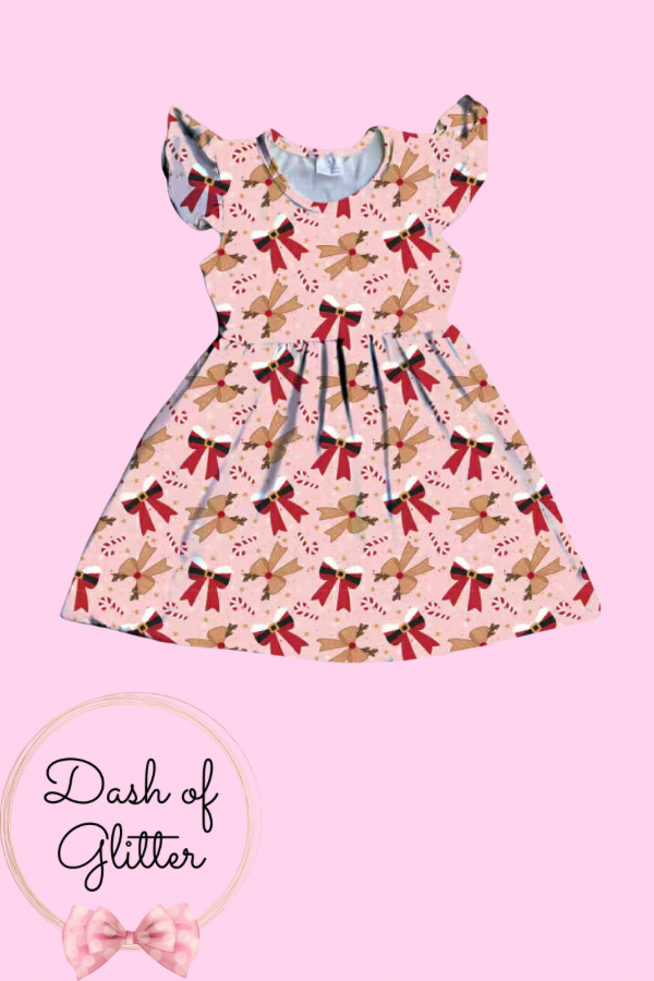 Santa & Reindeer Bow Dress