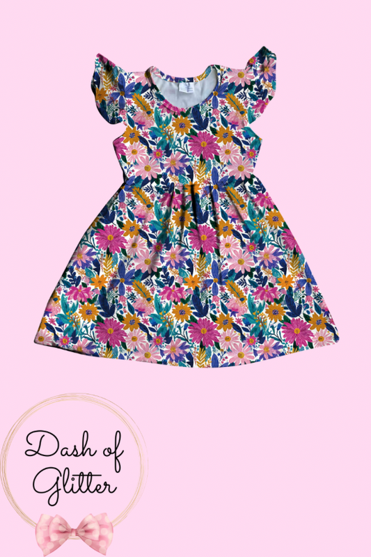 Floral Flutter Sleeve Dress