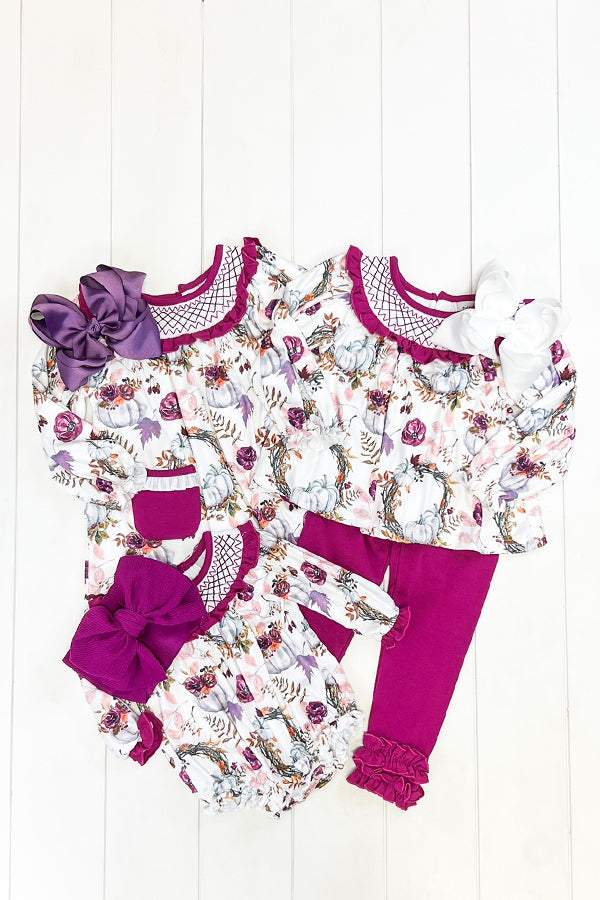 Plum Floral Pumpkin Pant Set