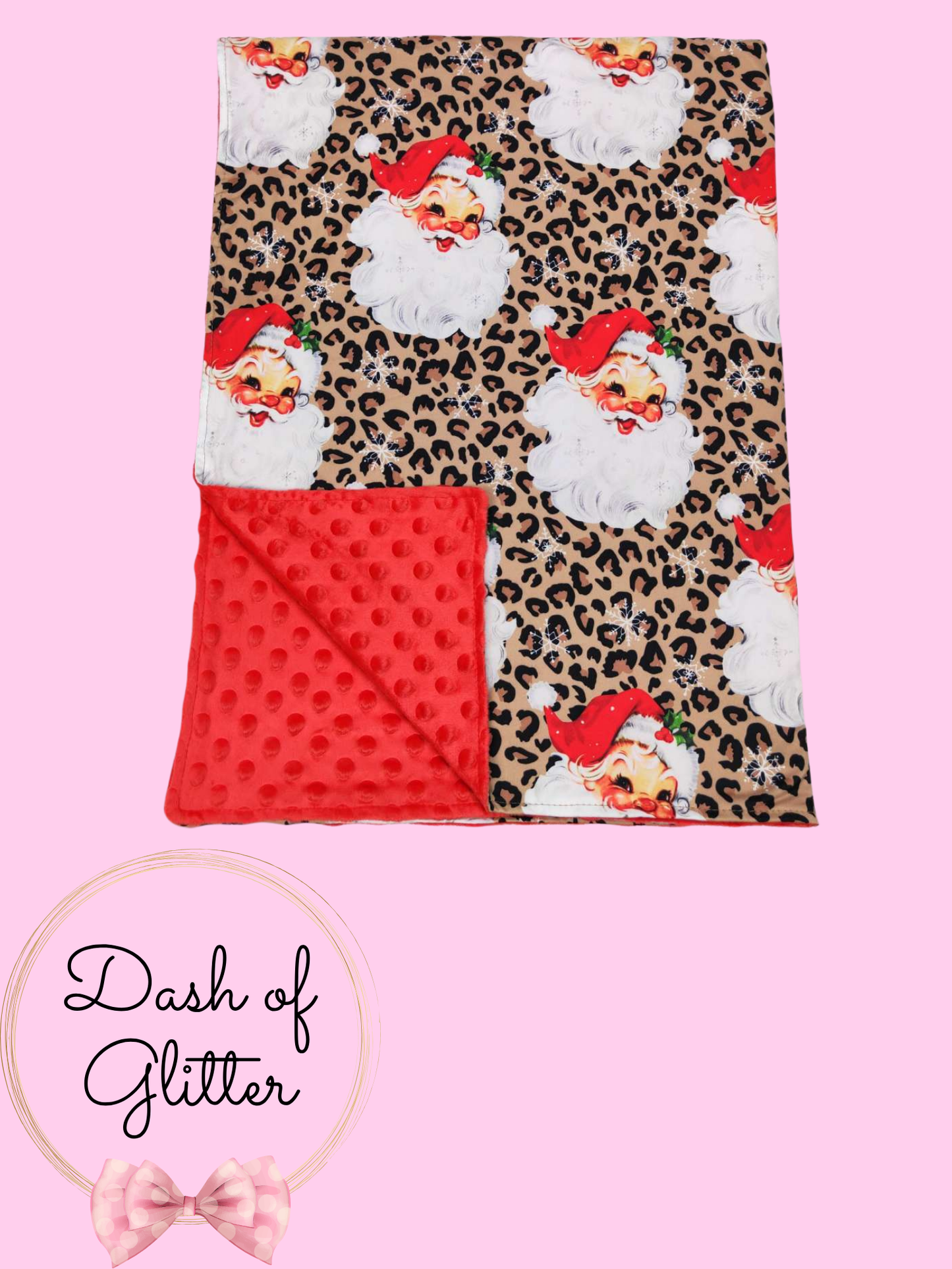 Leopard Santa Minky Blanket