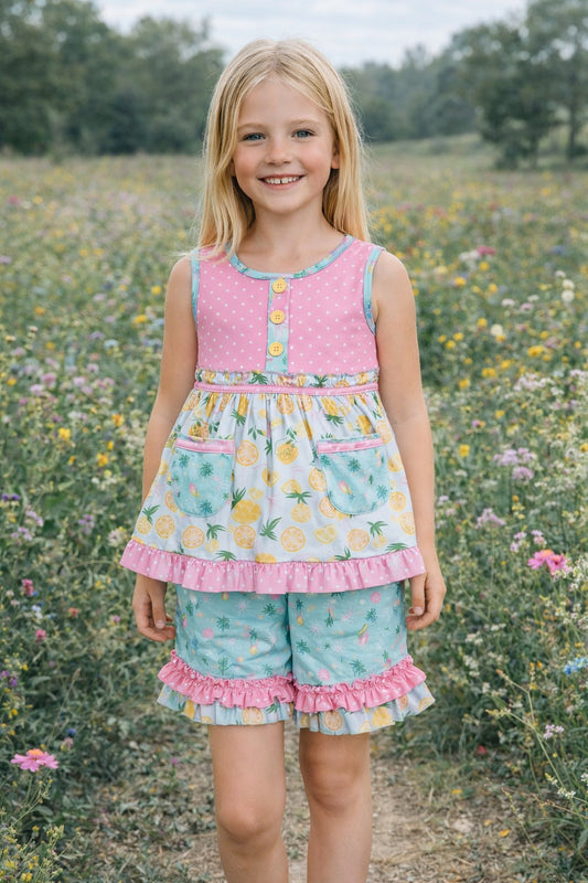 Pink & Aqua Lemonade Short Set