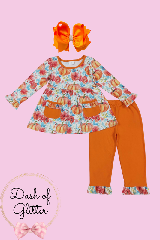 Orange & Teal Pumpkin Pant Set
