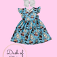 Blue Dog Boo Flutter Sleeve Dress