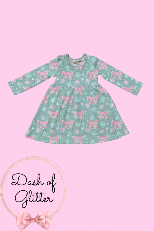Mint Snowflake Bow Dress