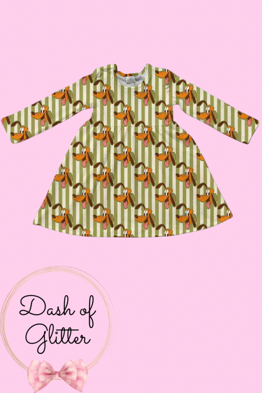Olive Stripe Dog Dress