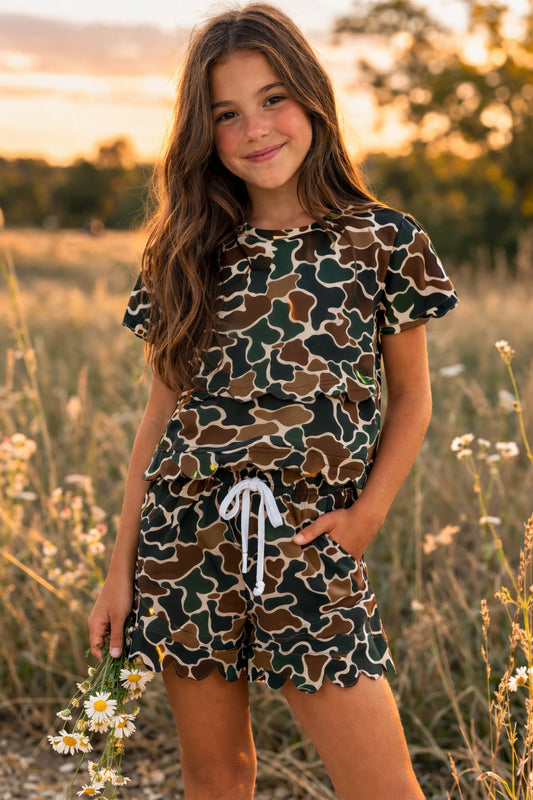 Dark Camo Scallop Lounge Set