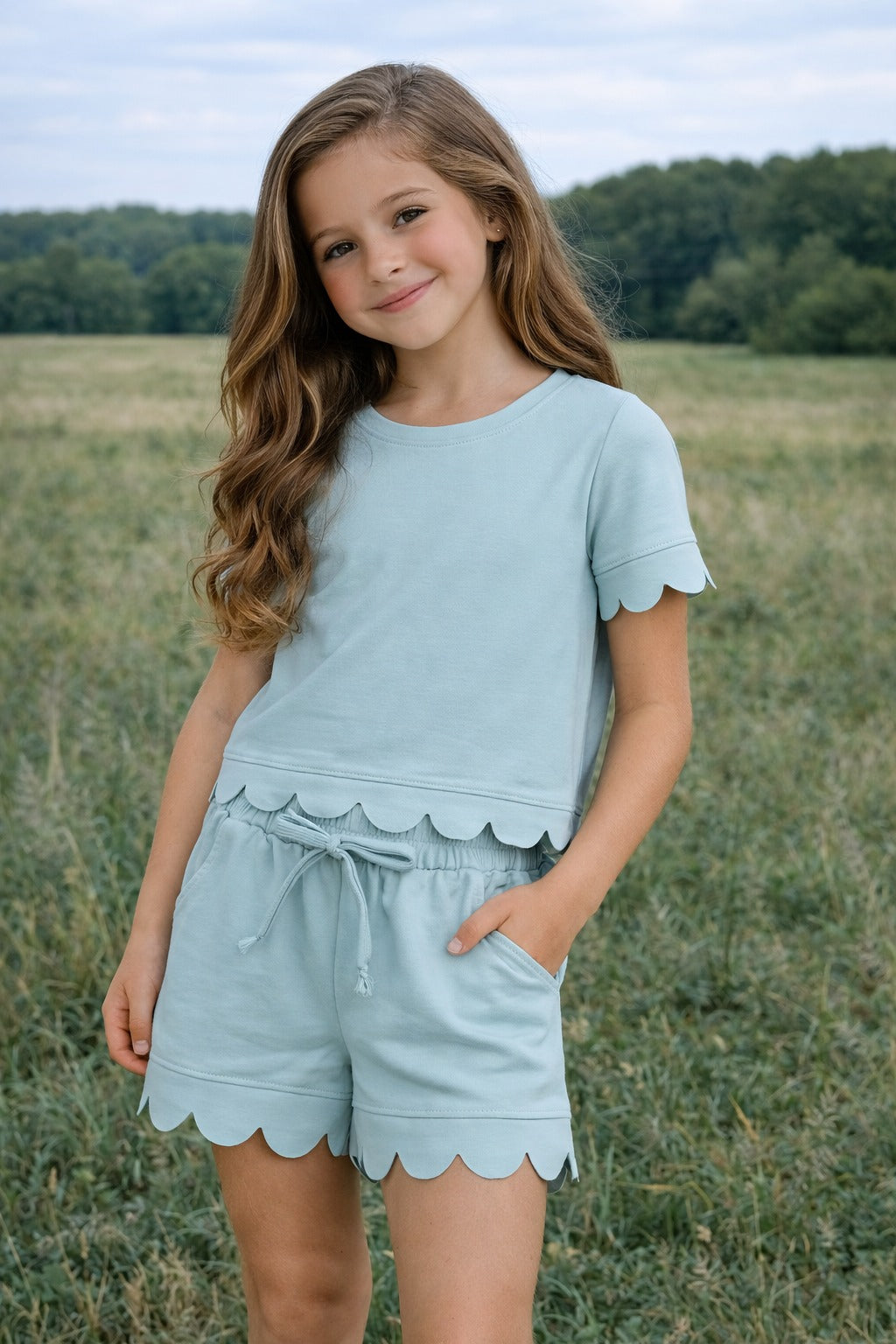 Mint Scalloped Lounge Set