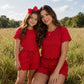 Mama & Me-Red Scallop Lounge Set