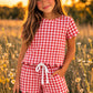Red Gingham Scallop Lounge Set