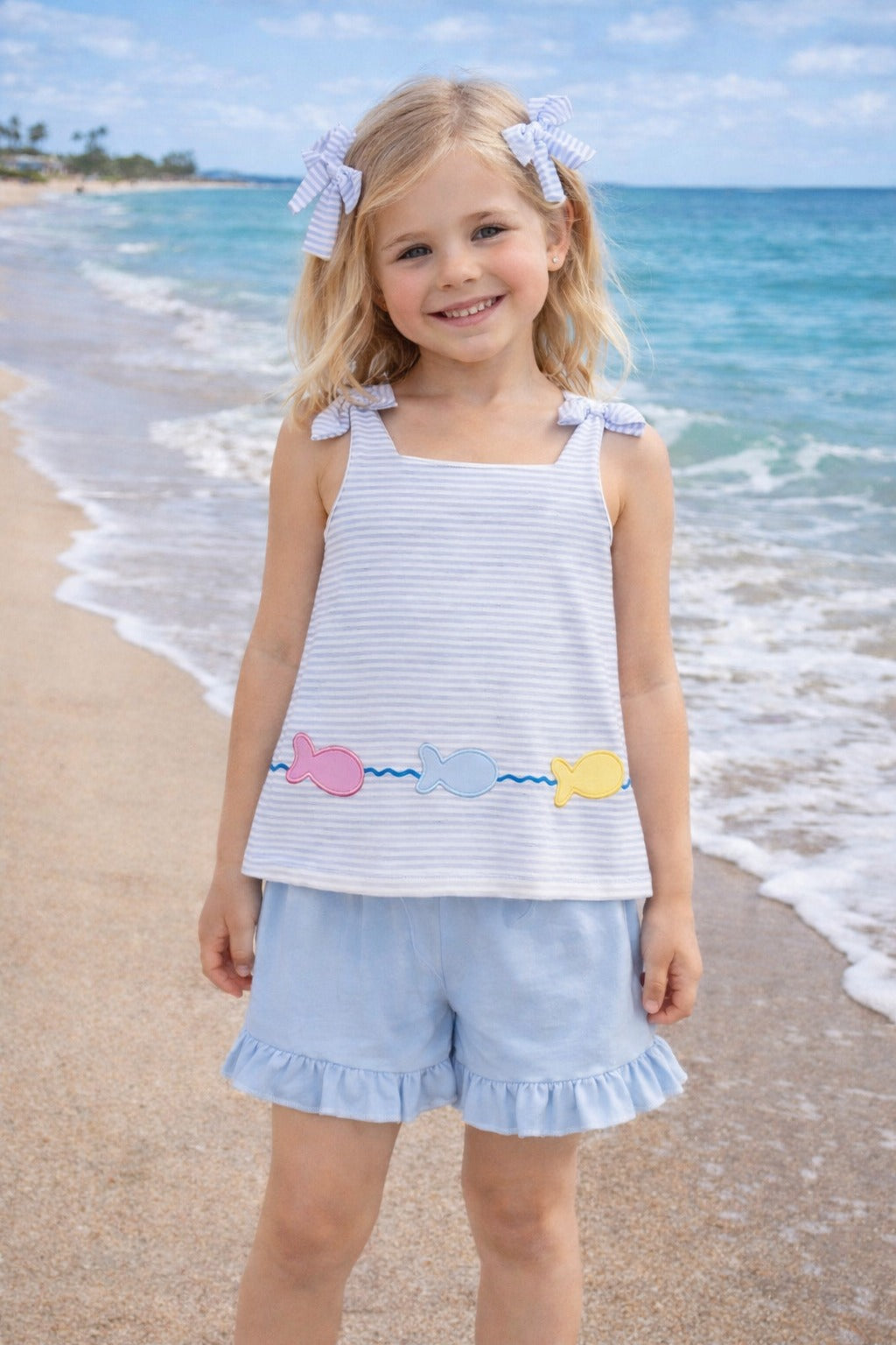 Stripe Fish Short Set