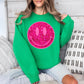Hot Pink Smiley Sweatshirt-GREEN