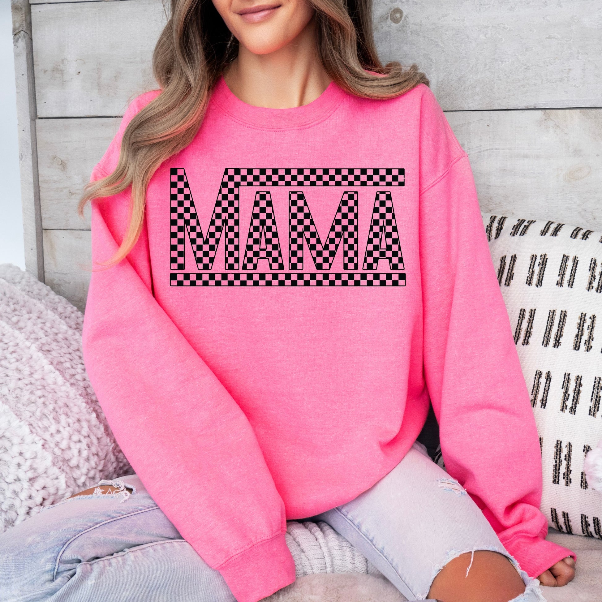 Checked Mama Sweater - Diamond T Outfitters