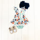 Aqua & Orange Floral Romper