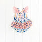 Blue & Pink Stripe Floral Romper
