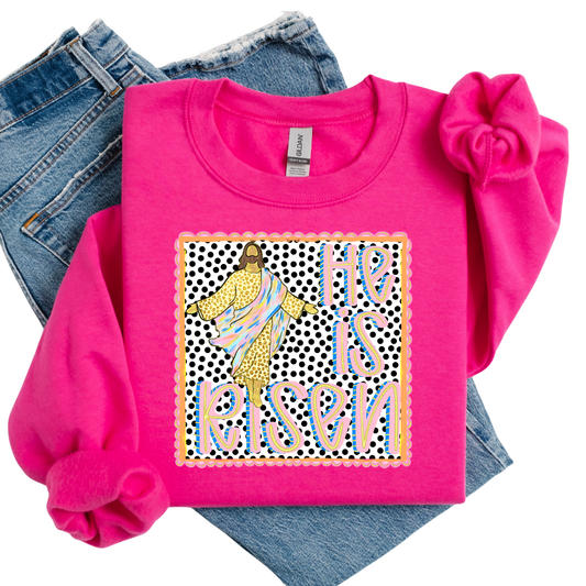 Neon Pink He is Risen Sweatshirt