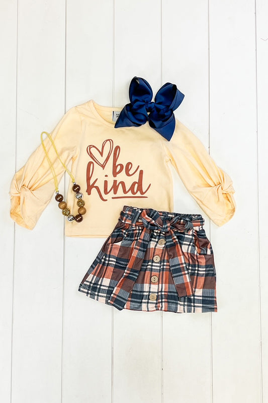 Be Kind Plaid Skirt Set