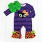 Purple Stripe Black Cat Romper