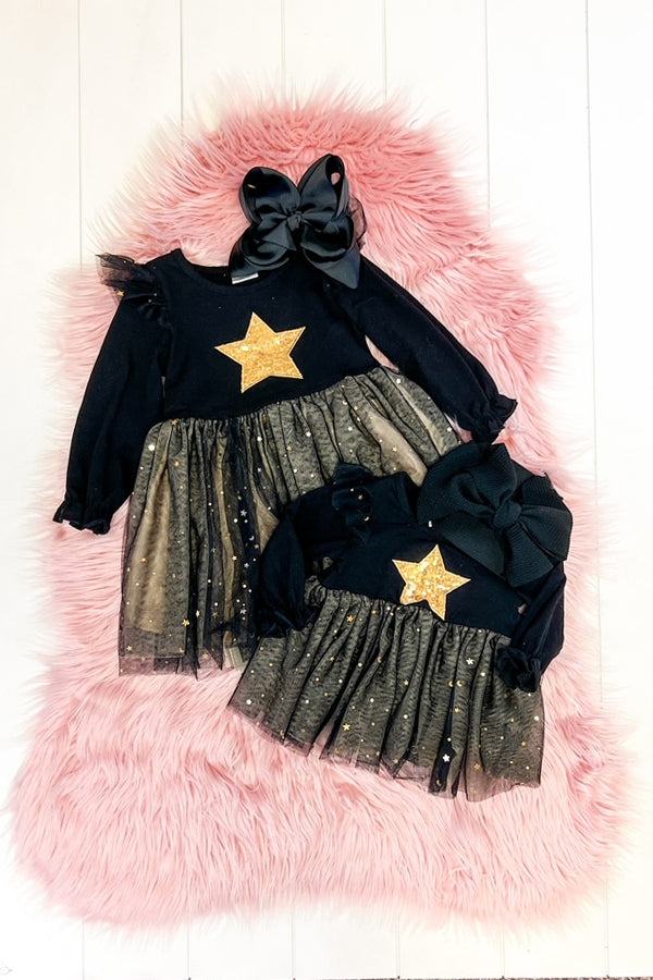 Black & Gold Star Tutu Dress