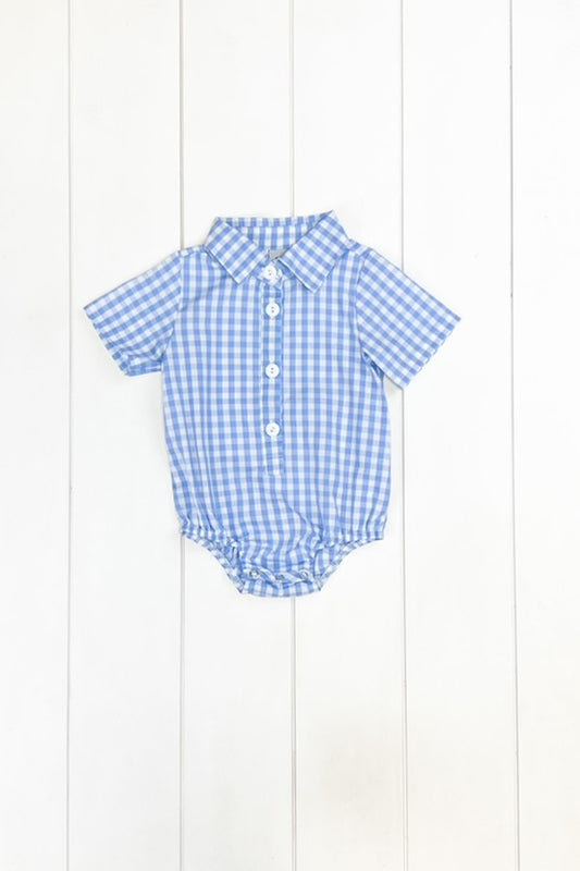 Blue Gingham Onesie