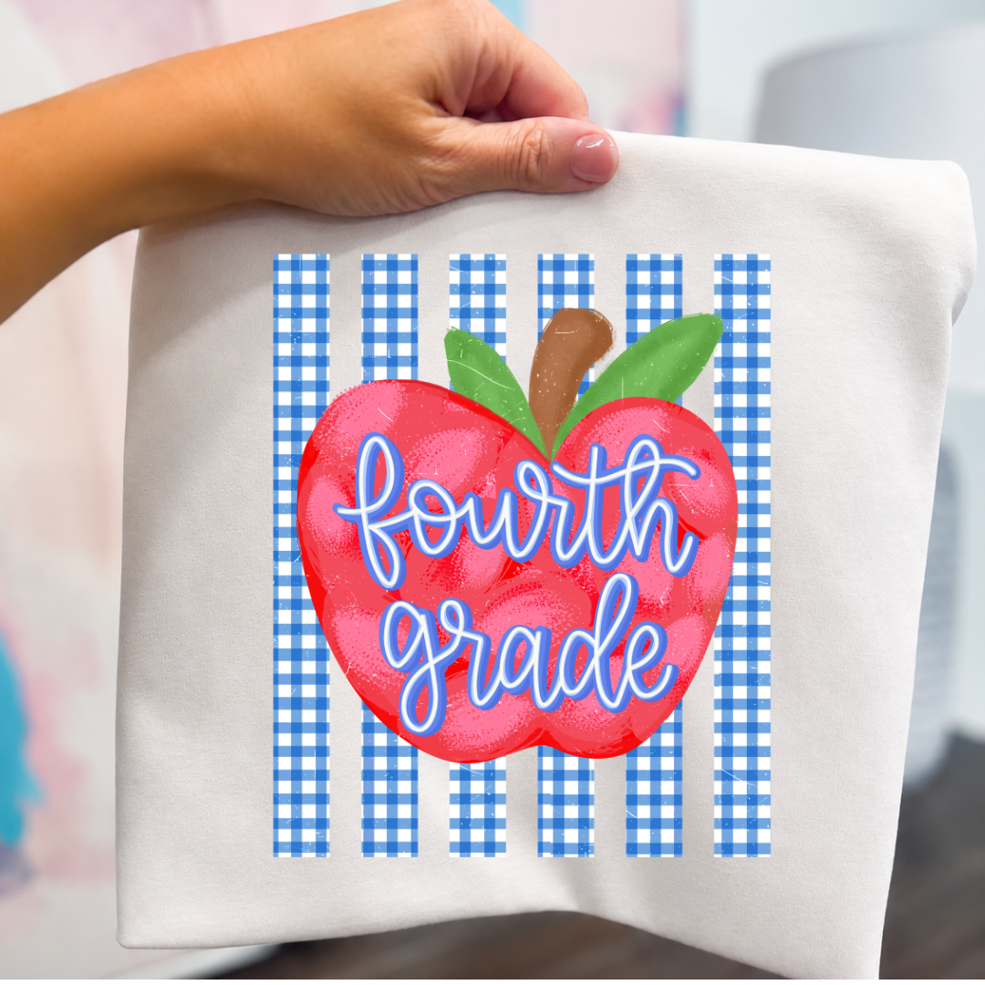 GRADE LEVEL- Blue Gingham Apple- LEAVE GRADE IN NOTES!