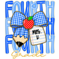 GRADE LEVEL- Blue Gingham Bow w/ personalization- LEAVE GRADE IN NOTES!