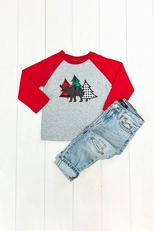 Christmas Tree Moose Raglan