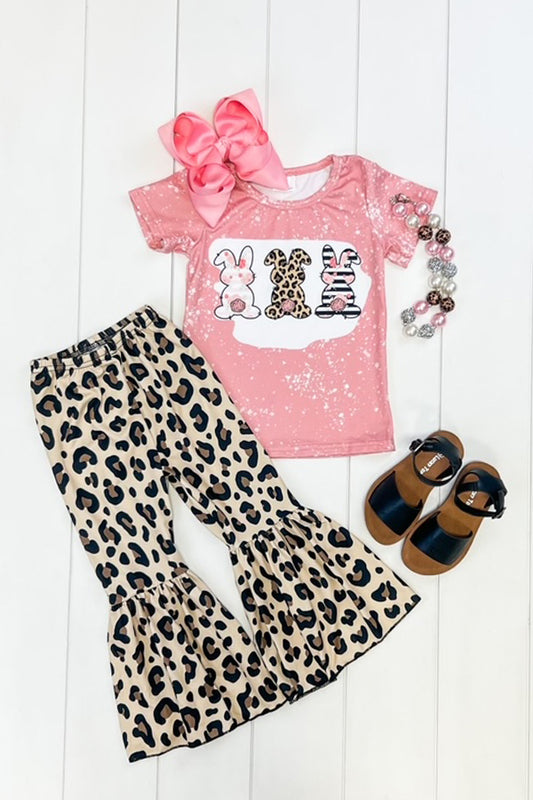 Leopard Bunny Trio Bell Pant Set