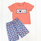 Orange & Navy Chicken Short Set