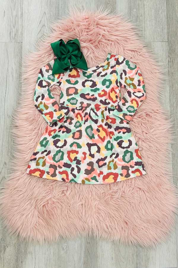 Colorful Leopard Dress, S-2T | Dash of Glitter Colorful Leopard Dress, S-2T | Dash of Glitter