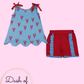 Red & Turquoise Crawfish Short Set