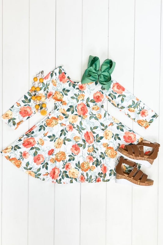 Orange Floral Dress