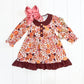 Burgundy & Orange Floral Dress