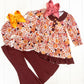 Burgunday & Orange Floral Pant Set