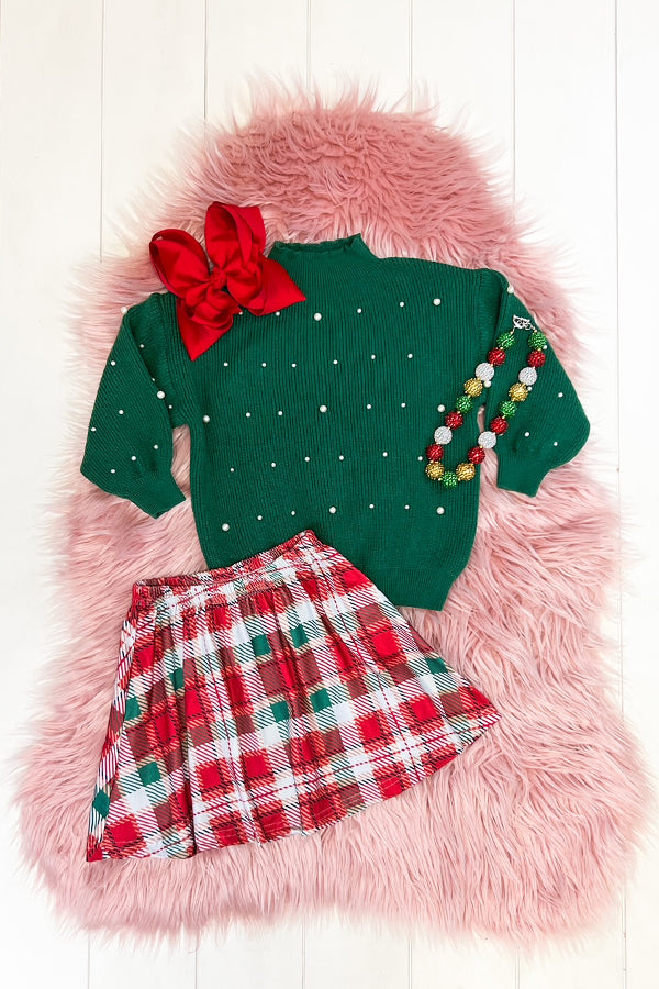 Christmas Plaid Skirt Set